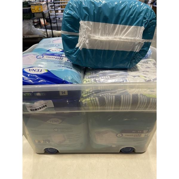 ASSORTED TENA PROSKIN SIZE MEDIUM DIAPERS