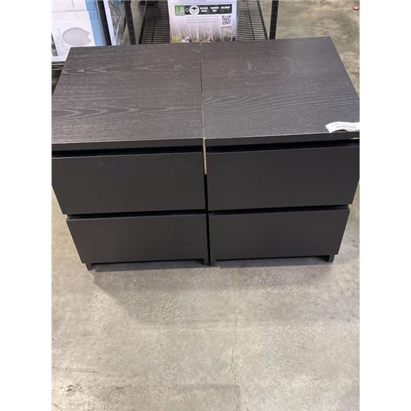2 IKEA BLACK 2 DRAWER NIGHT STANDS
