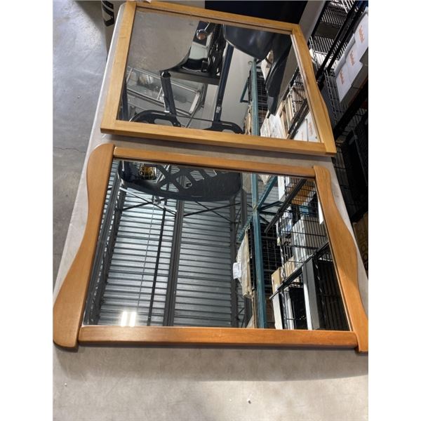 2 WOOD FRAME MIRRORS