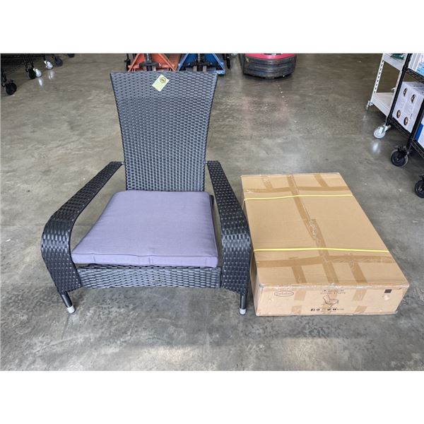 PAIR OF BRAND NEW PATIO FLARE MUSKOKA CHAIRS, ONE NEW IN BOX, RETAIL $179 EACH