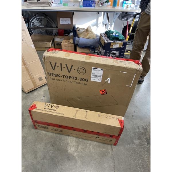 VIVO DARK GREY 71 X 30 INCH ELECTRIC SIT TO STAND DESK WITH BLACK SINGLE MOTOR LEECTRIC FRAME