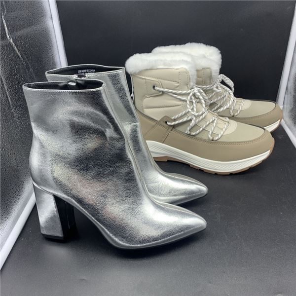 TWO PAIRS OF NEW SIZE 9 MADDEN NYC HIGH HEEL BOOTS AND WINTER BOOTS  RETAIL $110
