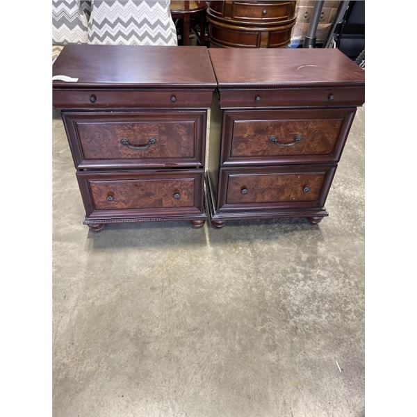 2 BOMBAY CO. 2 DRAWER WITH TRAY NIGHT STANDS