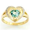 1.14Ct Heart Green Topaz & Diamond 9K Gold Ring (JEW-9119X)