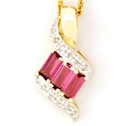 1.02Ct Pink Tourmaline & 12 Diamond 9K Gold Pendant (JEW-9039X)