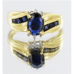 1.65ct Ceylon Blue Sapphire & Diamond 10k Gold Ladies Ring (JEW-1691)