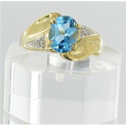 1.7ct Blue Topaz & Diamond 10k Gold Ladies Ring (JEW-1684)
