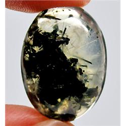 13.10ct  Extremely Clear Oval Cabochon Green Prehnite (GEM-9256)