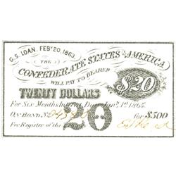 1863 Confederate $20 Bond Coupon (COI-431)
