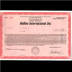 1970s Rollins International Stock Warrant Certificate Scarce (COI-3348)