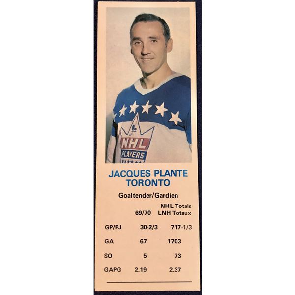 1970-71 DAD'S COOKIES JACQUES PLANTE (HOF)