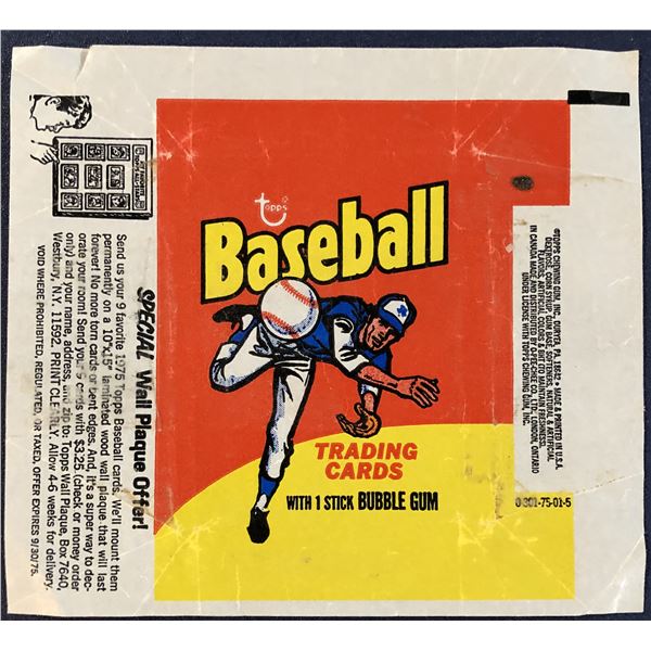 1975 TOPPS BASEBALL WRAPPER