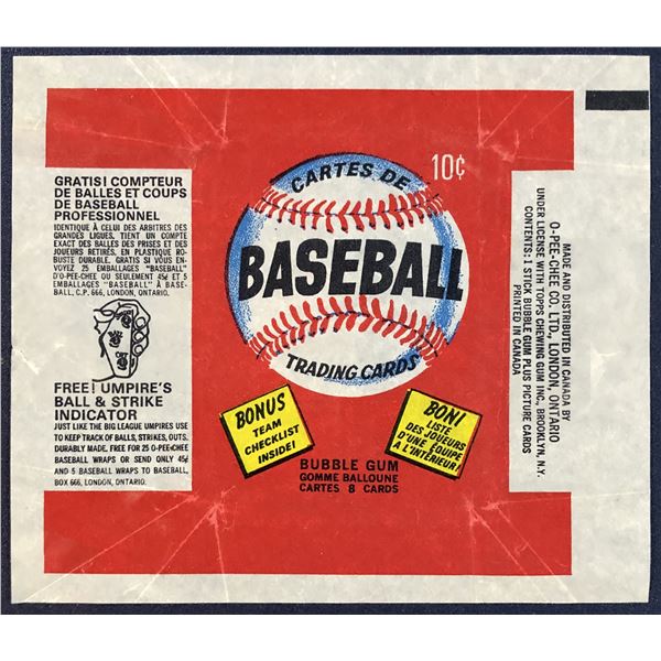1974 O-PEE-CHEE BASEBALL WRAPPER