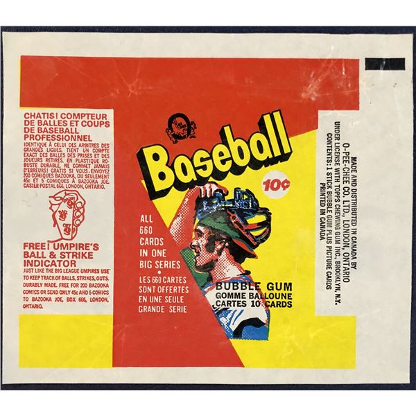 1973 O-PEE-CHEE BASEBALL WRAPPER