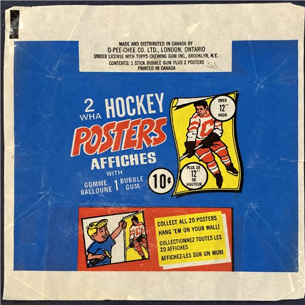 1973-74 O-PEE-CHEE HOCKEY WHA POSTERS WRAPPER