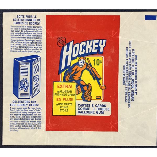 1972-73 O-PEE-CHEE HOCKEY WRAPPER
