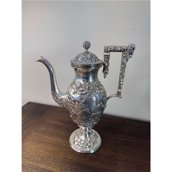 Kirk and Son  Sterling silver with ivory coolers teapot
