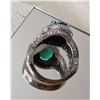 Image 3 : Emerald and Diamond Textured white gold ring