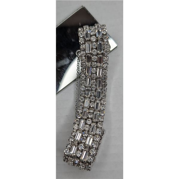 Sherman 5 Row mid-century clear crystal bracelet