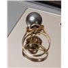 Image 2 : Estate Diamond 12mm Tahitian Pearl 14K Yellow Gold Ring