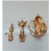Image 1 : 10k yellow gold cat pendant/charm and earrings