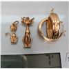 Image 2 : 10k yellow gold cat pendant/charm and earrings