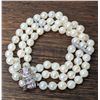 Image 1 : Pearl and diamond 3 strand bracelet 18k white gold