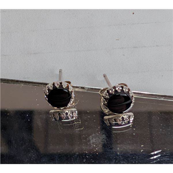 Birks black onyx 14k white gold small studs