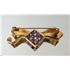 Image 2 : Art Deco 18k yellow gold Bow Brooch with diamonds and sapphires