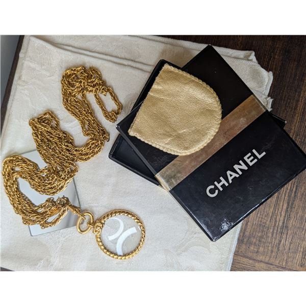 Chanel Vintage Chanel Vintage Gold tone double chain Monocle Pendant Necklace