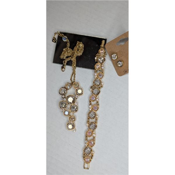 Swarovski Crystal bezel set faceted crystal necklace/bracelet/earrings set