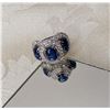Image 1 : Triple Halo Sapphire and Diamond Ring