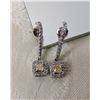 Princess Cut Yellow Diamond halo diamond drop earrings 14k y/w gold