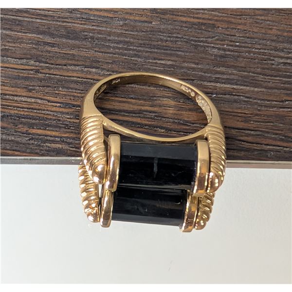 10k Yellow Gold Onyx (?) Spinner Ring