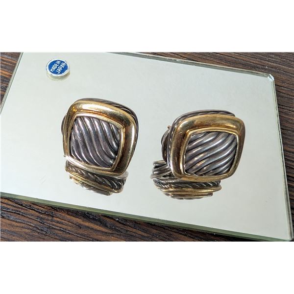 David Yurman classic gold and silver Albion Stud earrings