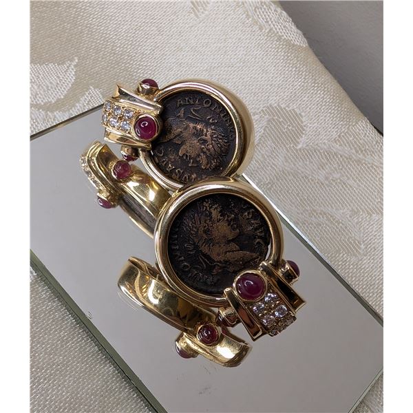 Coin Style Ruby and Diamond Earrings