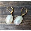 Image 3 : Gold hoops with peach pearl drop enhancers plus two pairs organic shape white pearl drops