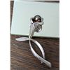 Estate vintage Diamond and Black Pearl Calla Lily Pin Brooch - white gold