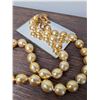 Image 2 : Golden Pearl Necklace - graduated, knotted, gold tone clasp