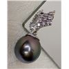 Image 2 : Black South Sea Pearl Pendant with Diamond Accents