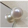Single White Button Pearl stud earring