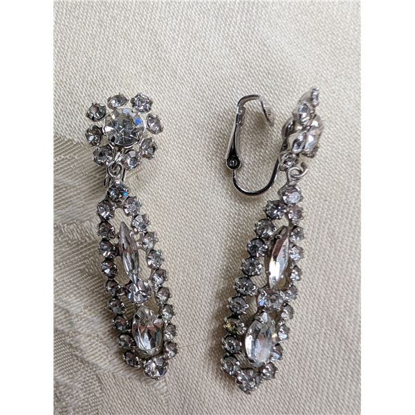 Sherman clip on crystal/rhinestone drop earrings