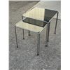 Image 1 : 2 Chrome & Smoked Glass Nesting Tables - Largest approx: 19.5 x 19.5 & 19"T