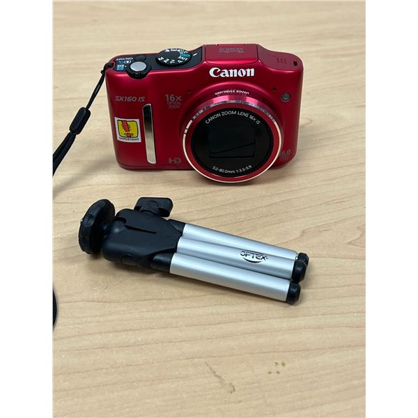 Red Canon HD Power Shot SX160IS Digital Camera With Tripod 16.0 Megapixel 16x optical zoom