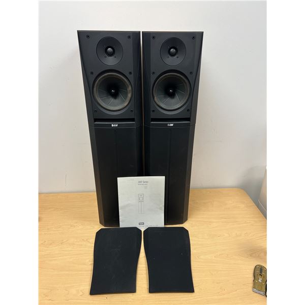 B&W (England) DM305 Floor Speakers - Approx: 12 x 8.5 & 33"T (not tested, see photos)