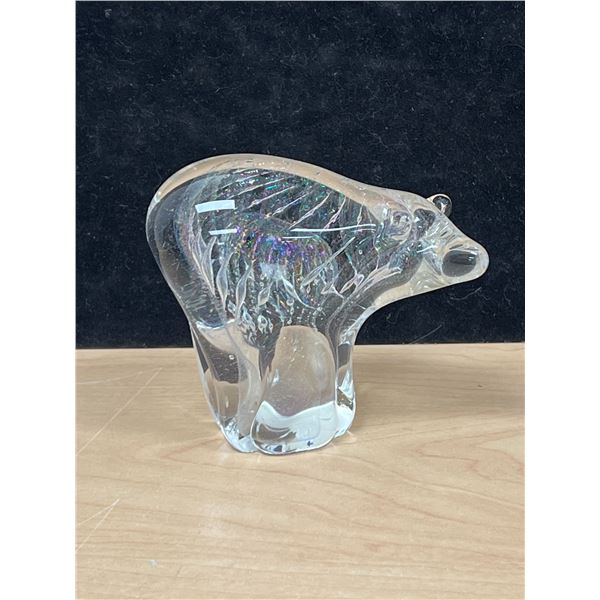 Canadian Artevargas Handmade Art Glass Bear - Approx: 4"W 3.75"T
