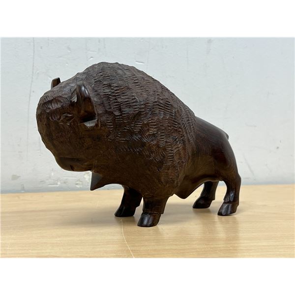 Nice Bison Wood Carving Sculpture - Approx: 8"W 5.5"T
