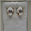 Image 1 : 14K two-tone gold earrings.  Very nice!  Marked 14K Isreal on post