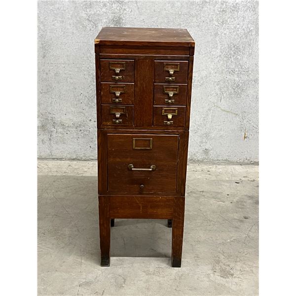 Antique Oak Filing Cabinet Approx: 17.25 x 16.75 & 45" tall (see all photos)