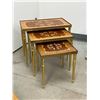 Image 1 : Vintage Italian Marquetry Nesting Tables - Largest approx: 12 x 20 & 17.25"T